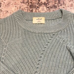 Wilfred Blue Crew Neck Sweater with Ribbed Texture